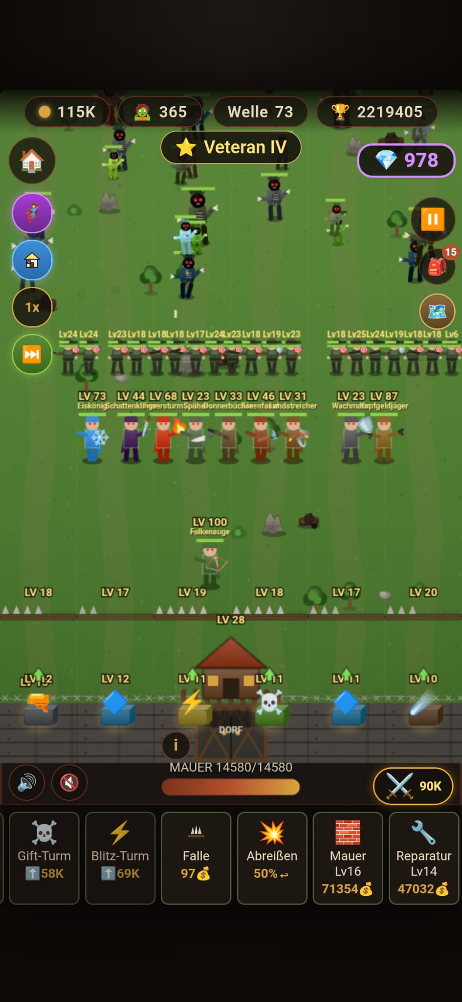 Gameplay: Heldenlinie vor der Mauer